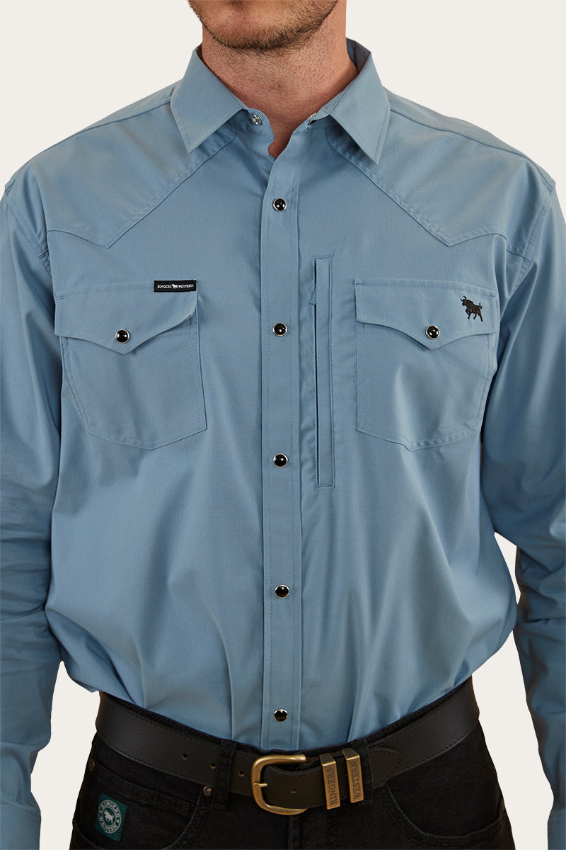 Dillinger Mens Western Shirt - Mid Blue