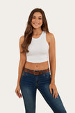 Paige Womens Cropped Rib Tank - White