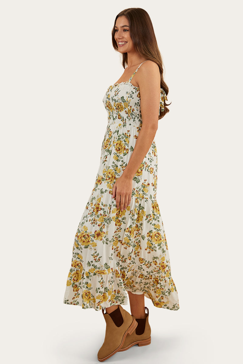 Rosabel Womens Maxi Dress - White/Yellow