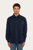 Richmond Mens Full Button Work Shirt - Navy