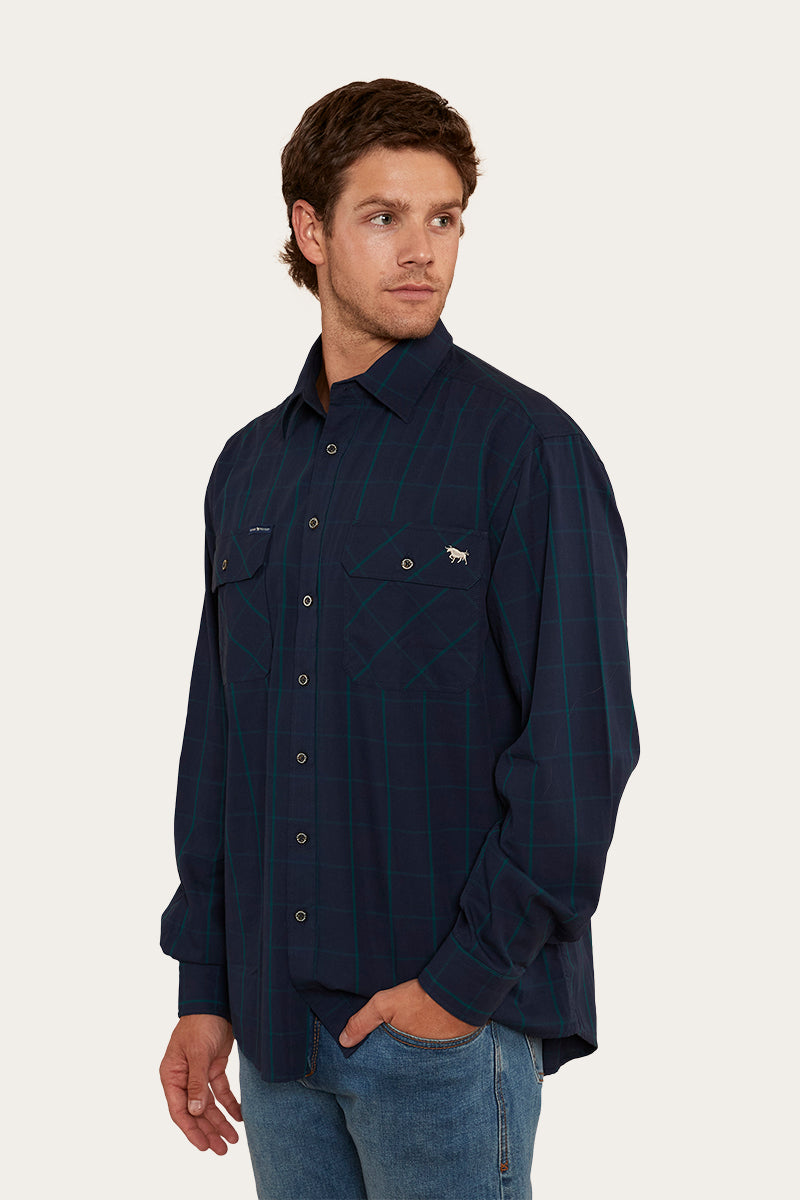 Richmond Mens Full Button Work Shirt - Navy