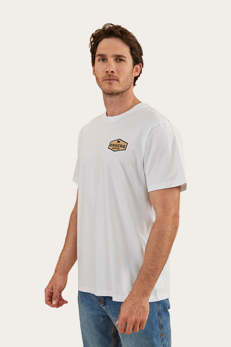 Servo Mens Loose Fit T-Shirt - White/Dark Sand