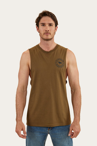 Signature Bull Mens Muscle Tank - Military Green