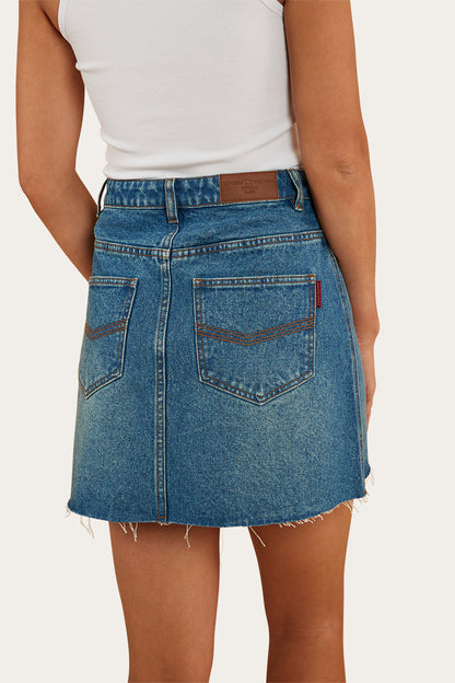 Venice Womens Denim Skirt - Mid Wash Blue