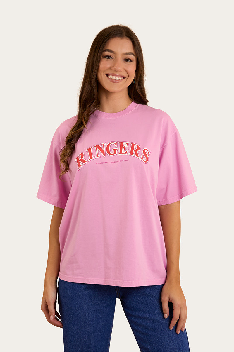 Varsity Womens Oversized T-Shirt - Pastel Pink