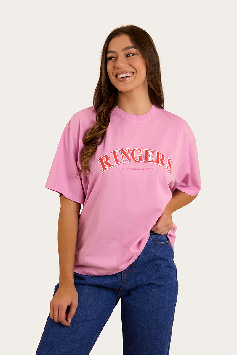 Varsity Womens Oversized T-Shirt - Pastel Pink