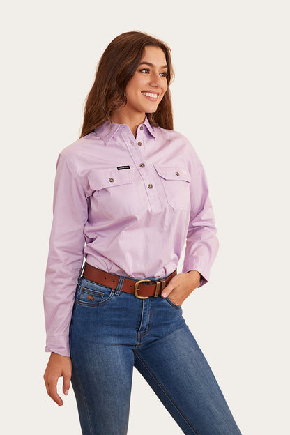 Pentecost River Womens Half Button Work Shirt - Lavender