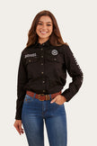 Signature Jillaroo Flag Womens Full Button Work Shirt - Black