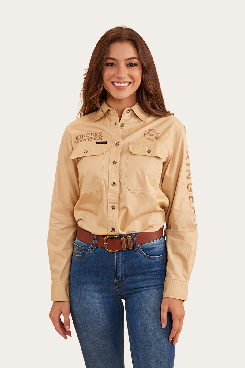 Signature Jillaroo Womens Full Button Work Shirt - Dark Sand/Clay