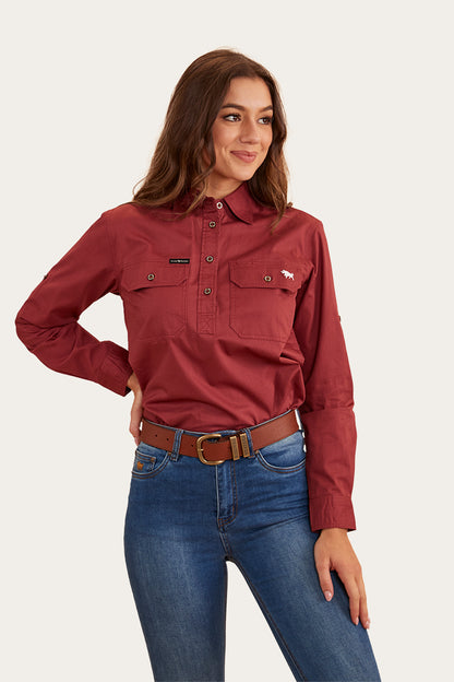 Pentecost River Womens Half Button Work Shirt - Cedar