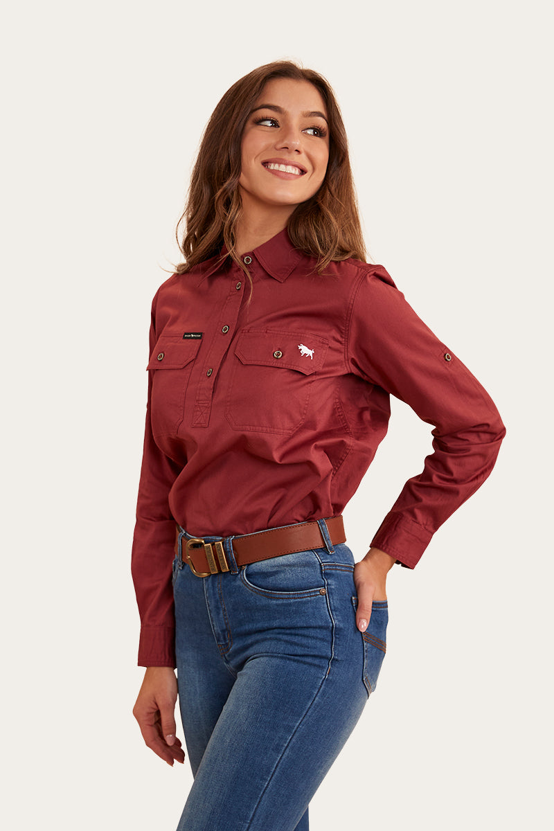 Pentecost River Womens Half Button Work Shirt - Cedar