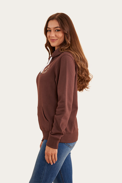 Signature Bull Womens Pullover Hoodie - Chocolate/Dark Sand