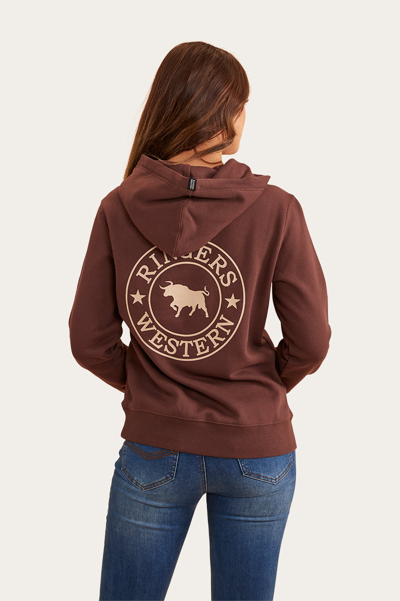 Signature Bull Womens Pullover Hoodie - Chocolate/Dark Sand