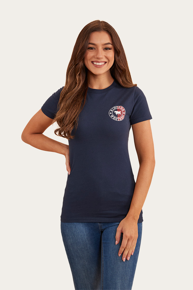 Signature Bull Flag Womens Classic Fit T-Shirt - Navy