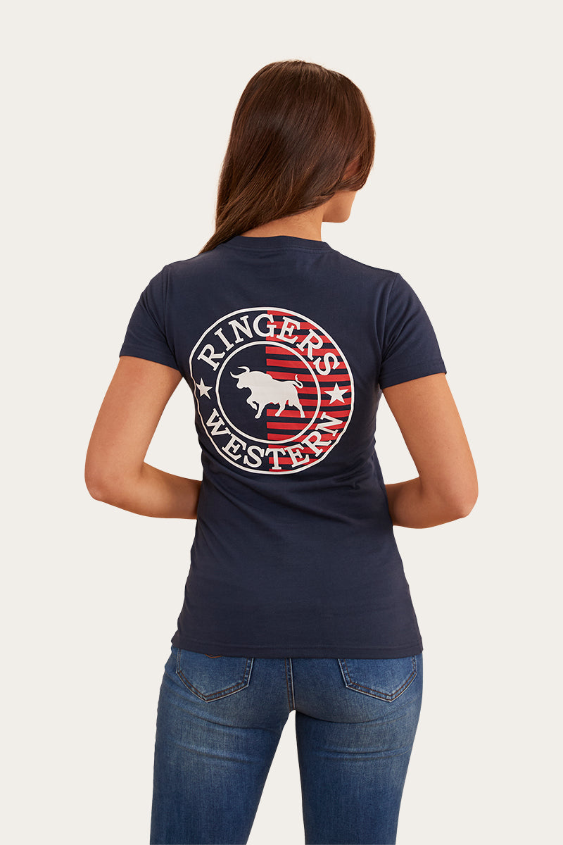 Signature Bull Flag Womens Classic Fit T-Shirt - Navy