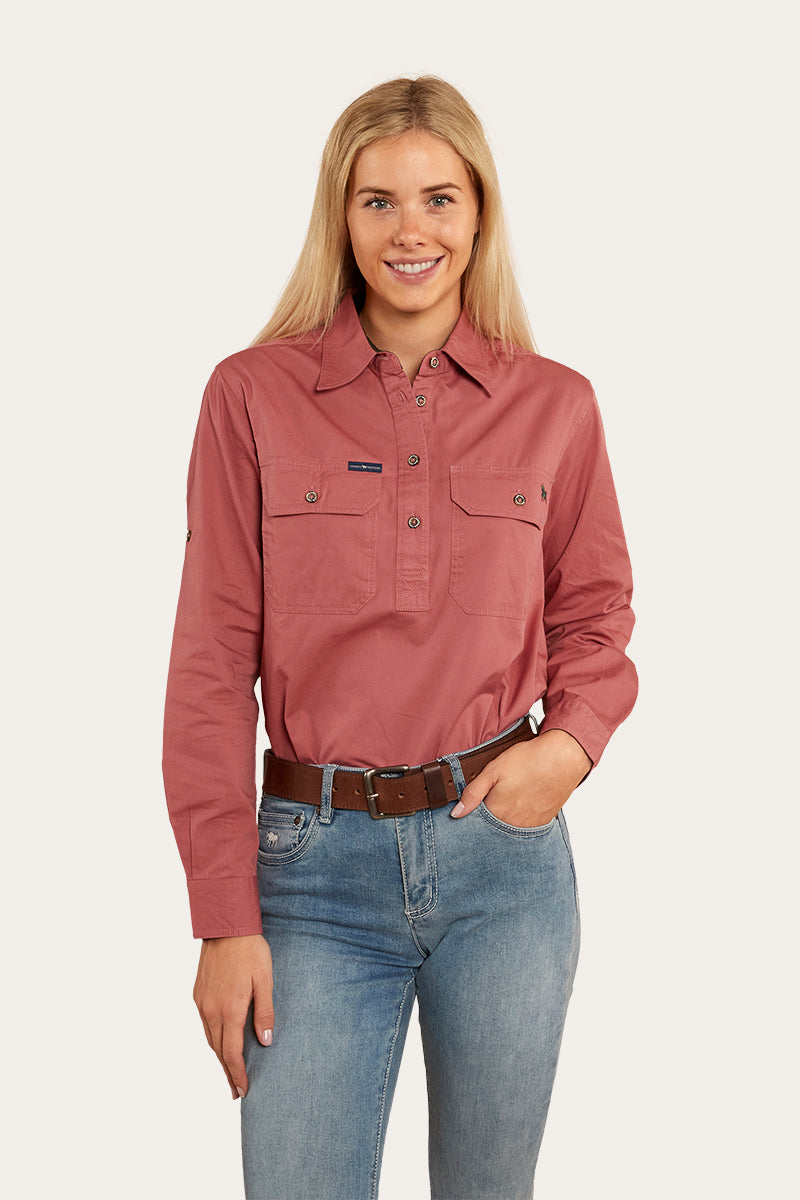 Pentecost River Womens Half Button Work Shirt - Dusty Rose