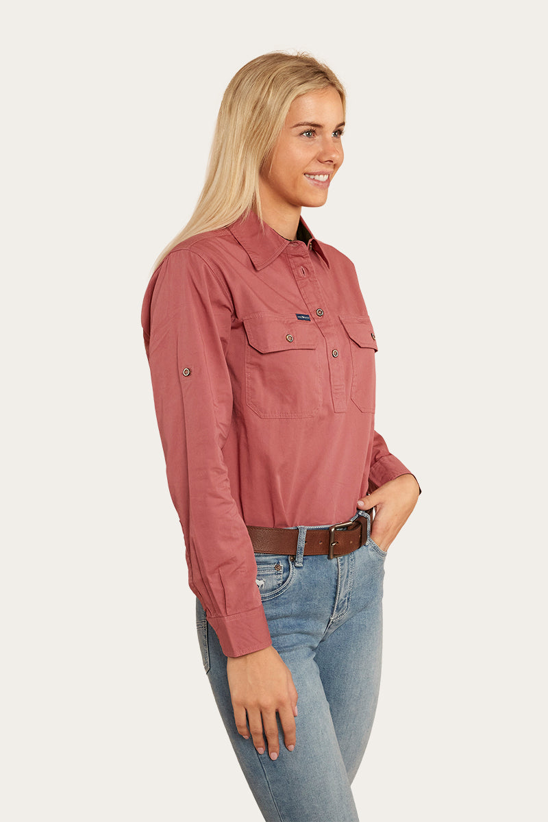 Pentecost River Womens Half Button Work Shirt - Dusty Rose