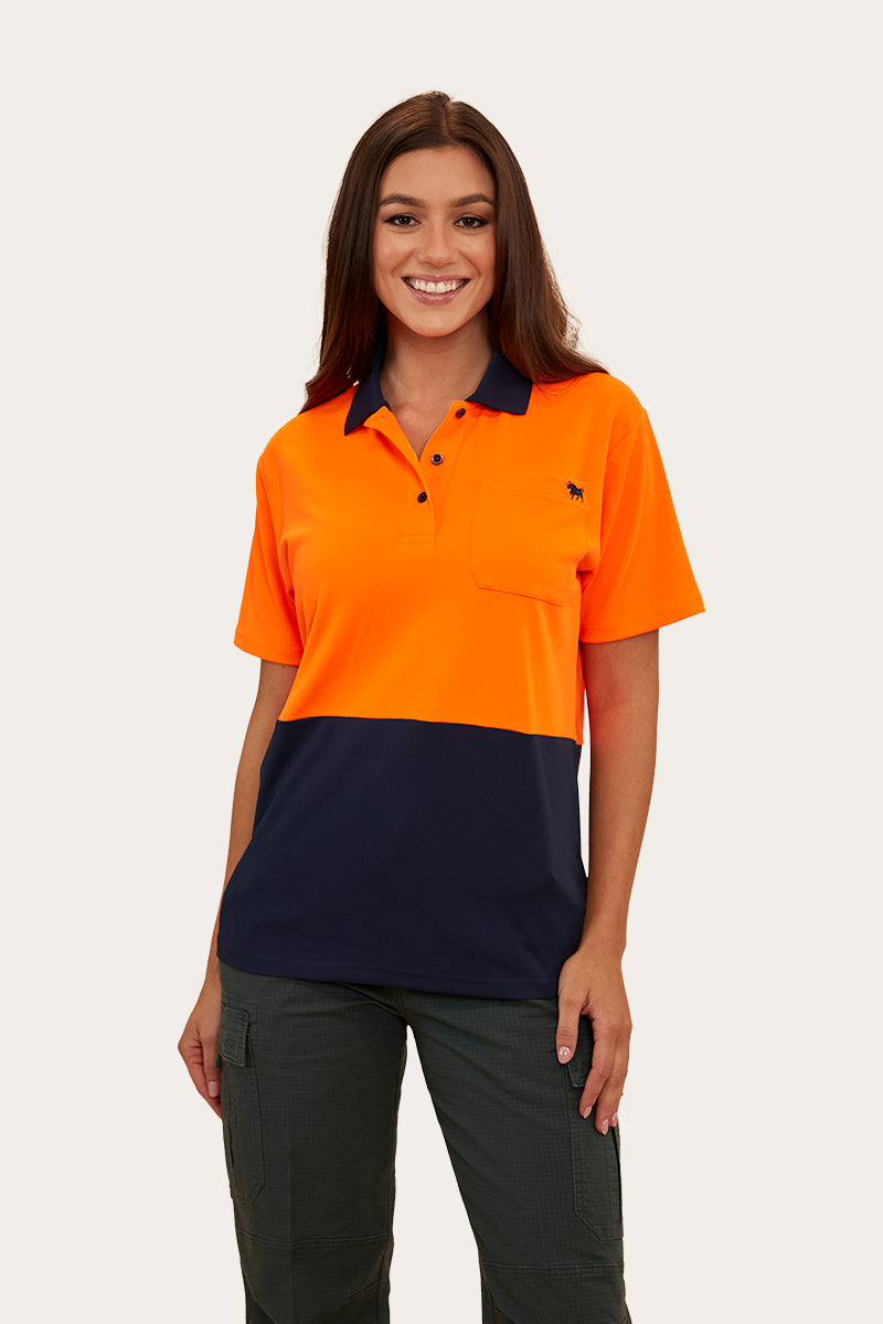 Tracks Womens Hi-Vis Polo - Neon Orange Red