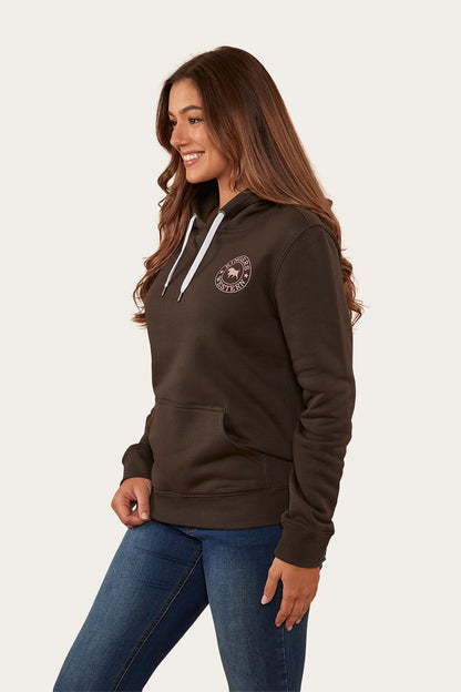 Signature Bull Womens Pullover Hoodie - Charcoal/Rosey