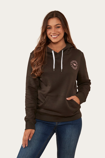 Signature Bull Womens Pullover Hoodie - Charcoal/Rosey