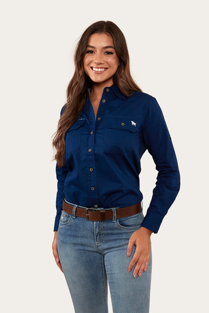 Pentecost River Womens Full Button Work Shirt - Navy