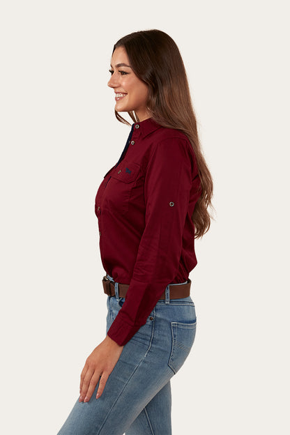 Pentecost River Womens Full Button Work Shirt - Burgundy