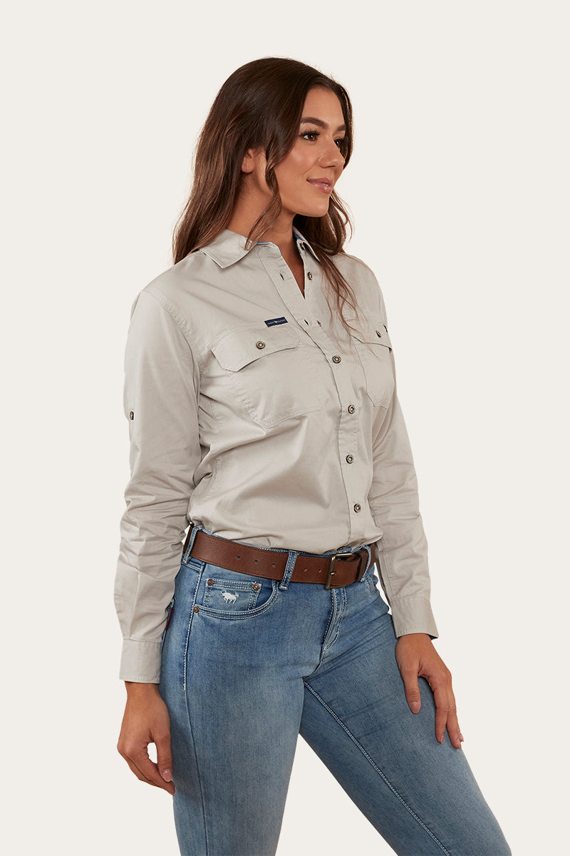 Pentecost River Womens Full Button Work Shirt - Beige