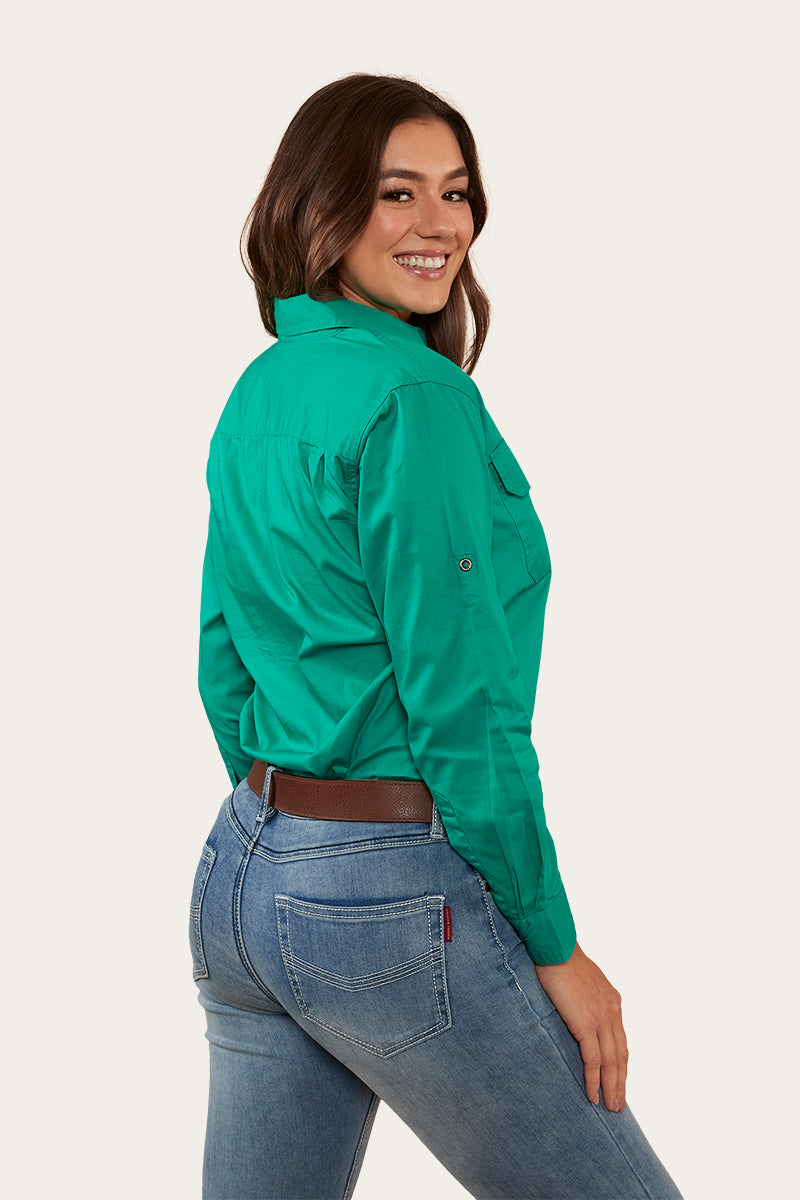 Pentecost River Womens Full Button Work Shirt - Green