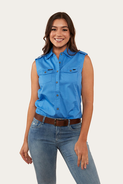 Pentecost River Womens Sleeveless Work Shirt - Blue