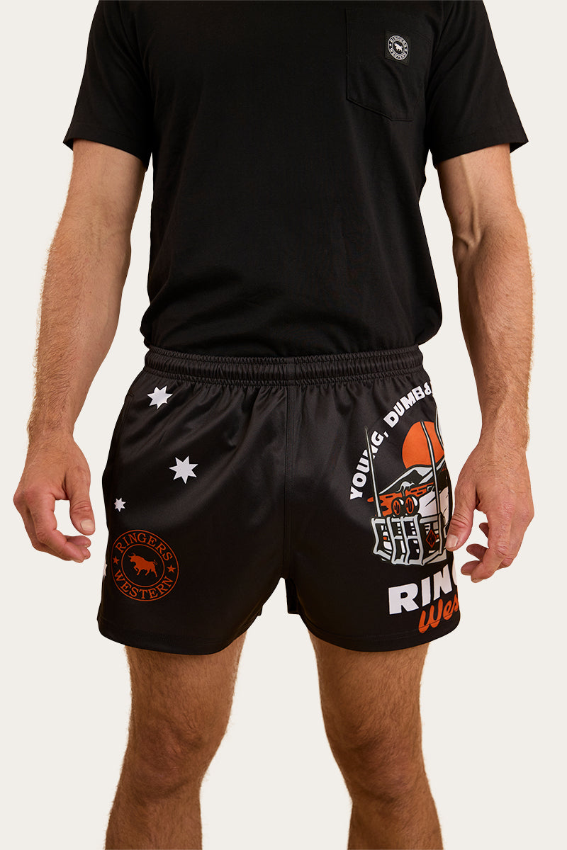 Young and Dumb Footy Short - Black / Orange