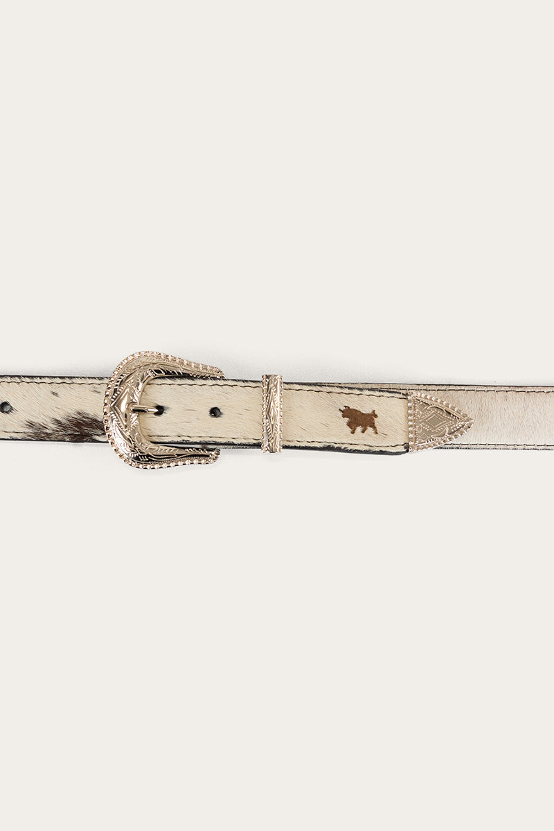 Zoey Double Buckle Belt - Black/White