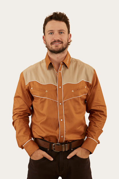 McGraw Mens Western Shirt - Toffee/Dark Sand