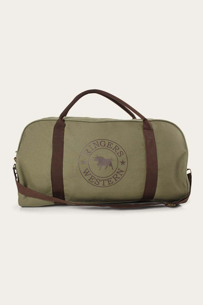 Gundagai Duffle Bag - Khaki with Deep Brown Print