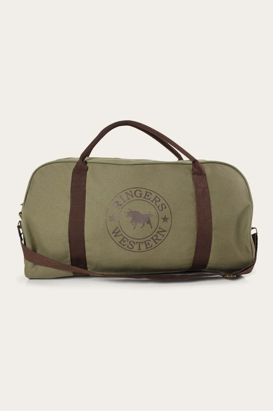 Gundagai Duffle Bag - Khaki with Deep Brown Print