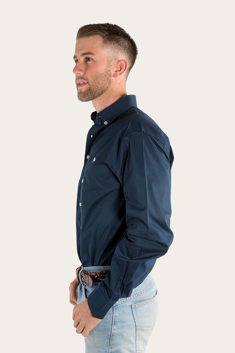 Longreach Mens Plain Dress Shirt - Navy