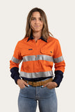 Bindara Womens Full Button High Vis Work Shirt - Neon Orange