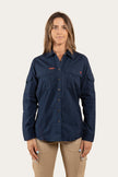 Rosebery Womens Ripstop Full Button Work Shirt - Dark Navy