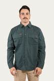 Pilbara Mens Ripstop Full Button Work Shirt - Forest Green