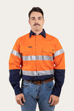 Broken Hill Mens Full Button High Vis Work Shirt - Neon Orange