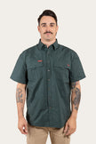 Bulgarra Mens Ripstop Full Button Work Shirt - Forest Green