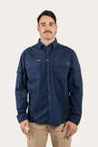 Pilbara Mens Ripstop Full Button Work Shirt - Dark Navy