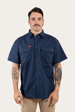 Bulgarra Mens Ripstop Full Button Work Shirt - Dark Navy