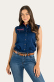 Signature Jillaroo Womens Sleeveless Work Shirt - Navy/Melon