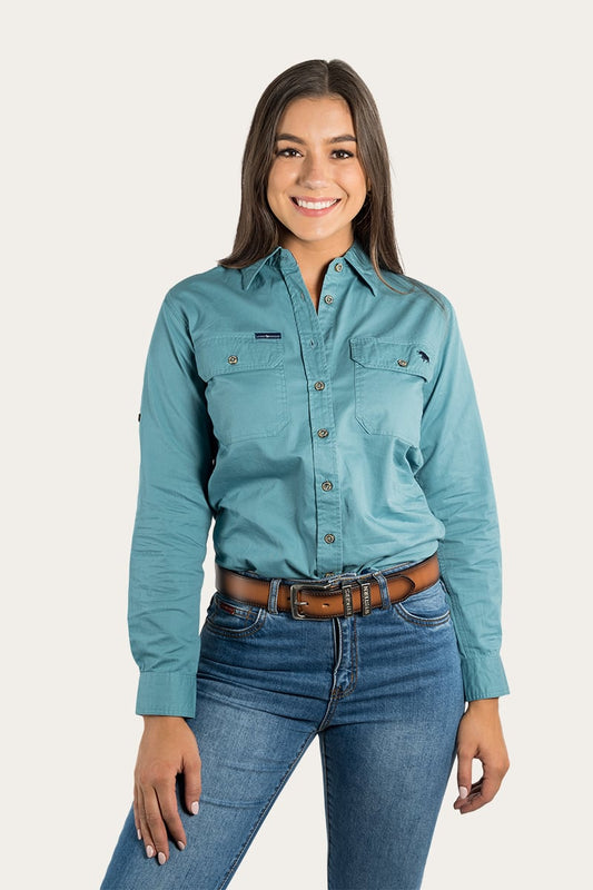 Pentecost River Womens Full Button Work Shirt - Dusty Jade