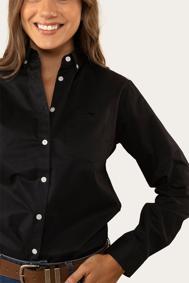 Heritage Womens Plain Dress Shirt - Black