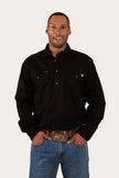 King River Mens Half Button Work Shirt - Black