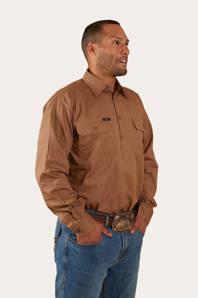 King River Half Button Work Shirt - Clay