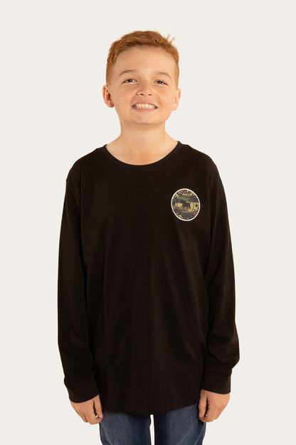 Signature Bull Kids Long Sleeve T-Shirt - Black/Camo