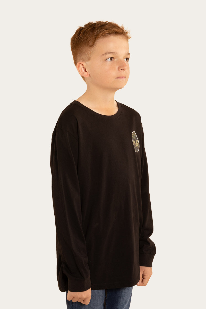 Signature Bull Kids Long Sleeve T-Shirt - Black/Camo