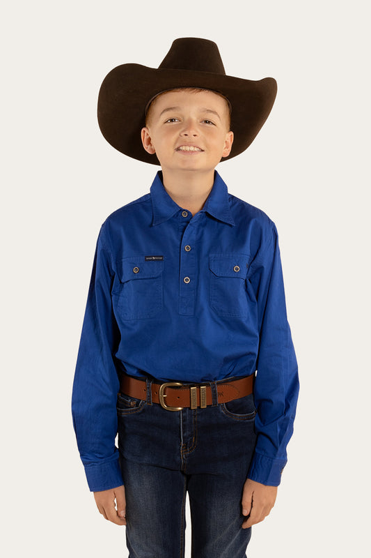 Ord River Kids Half Button Work Shirt - Royal Blue